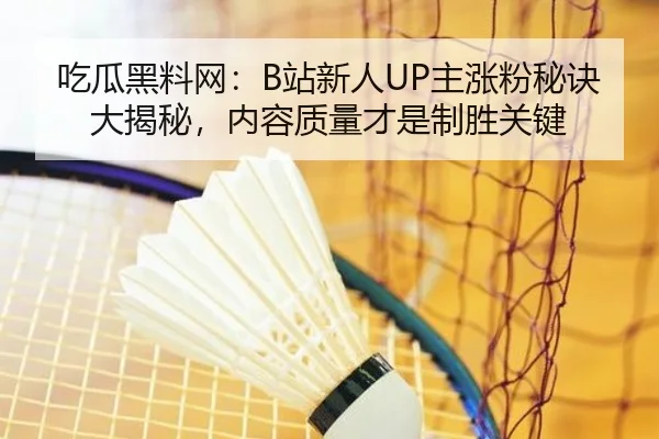 吃瓜黑料网：B站新人UP主涨粉秘诀大揭秘，内容质量才是制胜关键